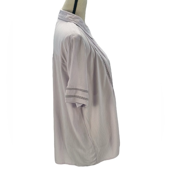 Style & Co Short Sleeve Button Down Blouse - Purple - size Large - Picture 2 of 8